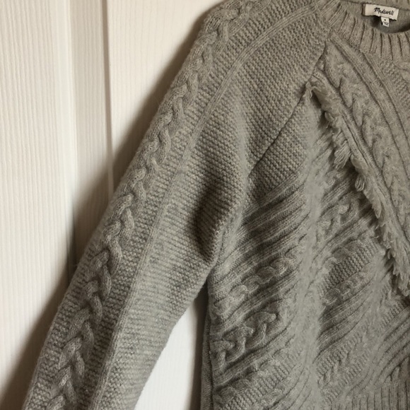 Madewell Merino Wool cable knit fringe Sweater. Extra fine 100% merino wool. EUC - Picture 5 of 10